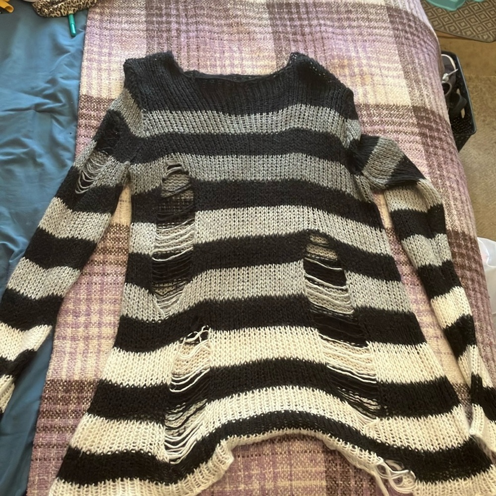 Distressed sweater dress